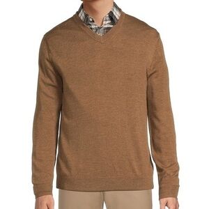 Hart Schaffner Marx camel color Merino Wool V-Neck Sweater men’s‎ XL